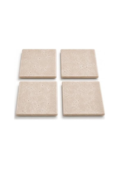 Doğal Taş Bardak Altlığı Seti, 10x10 Cm Ölçülerinde 4 Adet 124-Pembe