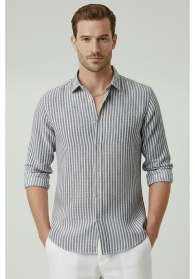 Deepsea Gri Slim Fit %100 Pamuk Çizgili Erkek Gömlek Cepli Yazlık Yeni Sezon Gömlek 2602627 Gri Deepsea Gri Slim Fit %100 Pamuk Çizgili Erkek Gömlek Cepli Yazlık Yeni Sezon Gömlek 2602627 Gri