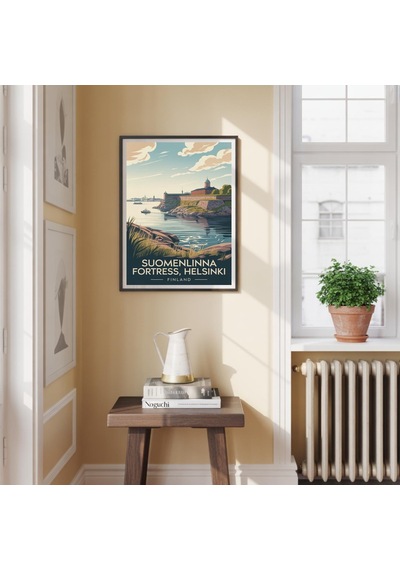 Suomenlinna Kalesi Helsinki Seyahat Posteri Vintage İskandinav Duvar Kanvas Tablo