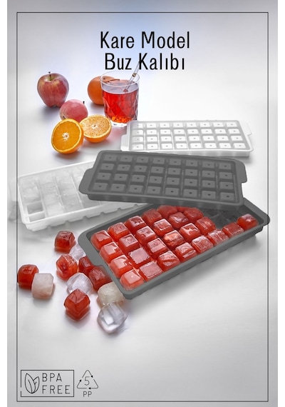 32 Bölmeli Kare Model Buz Kalıbı - Antrasit Antrasit