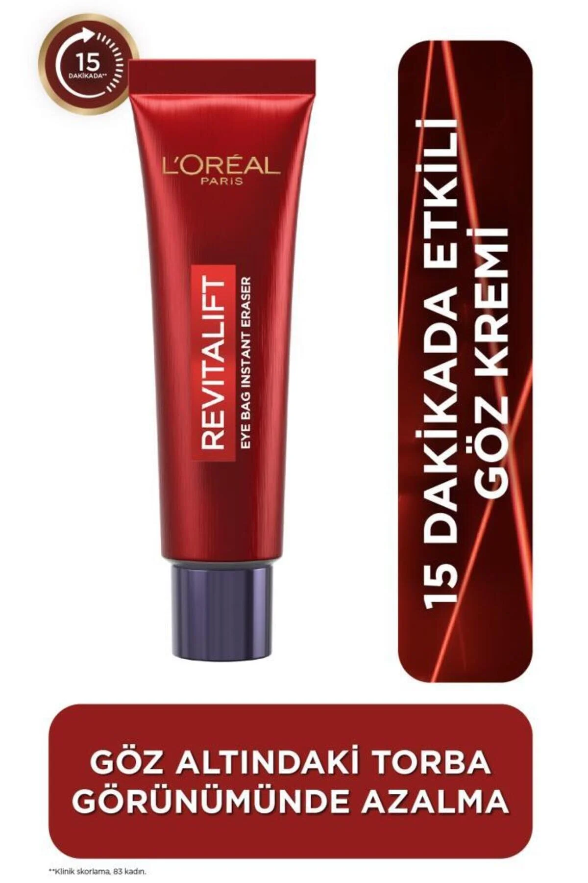 L'Oréal Paris Revitalift Lazer Eyebag Instant Eraser Göz Altı Torba Görünümüne Karşı Etkili Göz Kremi 15 ML