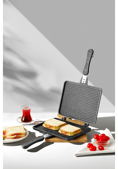 Nehir Döküm Maxi Büyük Teflon Ocak Üstü Tost Makinası - El Tostu