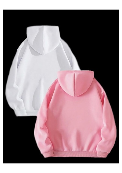 Blausee Wear Sevgili Çift Kombinleri Sevgililer Günü Cicekli Tom Ve Jery 2 Li Ürün Kapşonlu Sweatshirt Beyaz - Pembe