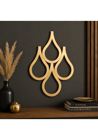 Gold Su Damlası Duvar Dekoru 32 40 Cm 6 Mm Mdf 32x40