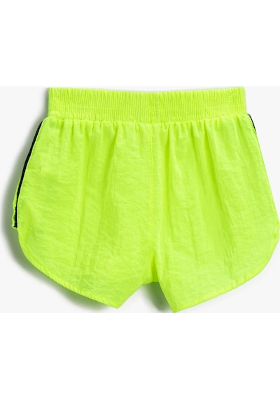 Koton Mini Şort Şerit Detaylı Beli Lastikli Neon Sarı 2skg40102aw 2SKG40102AWNS3 Sarı