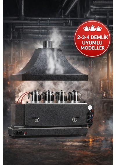2 Demlik Uyumlu Statik Davlumbaz Gri Çay Kazanı Davlumbazı - Dms9086654394871