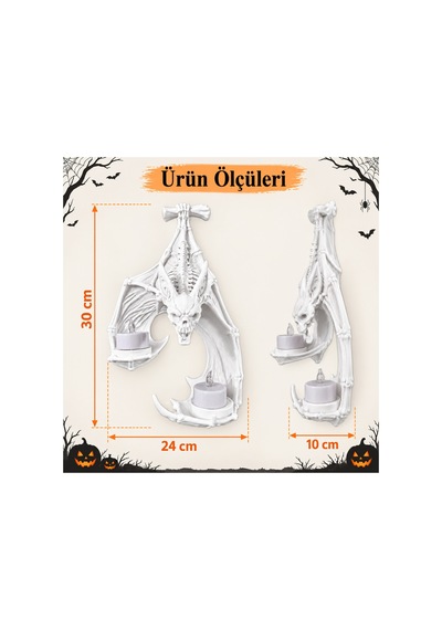 Cadılar Bayramı İskelet Yarasa Led Tea Light Duvar Lambası Beyaz 3d Baskı Gotik Halloween Duvar Dekoru Beyaz Beyaz