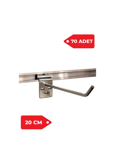 20 Cm 70 Adet Siyah Kanallı Pano Kancası Raf Askısı Galvaniz