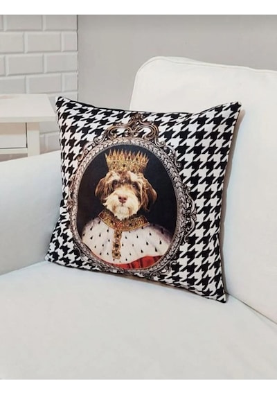 Cockapoo Prens Kaz Ayağı Desen Kırlent Kılıfı Çok Renkli