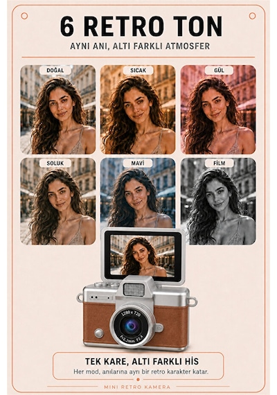 Solvis Mini Dijital Kamera Retro Tasarım Hd Video Selfie Çekim 180 Döndürülebilir Ekran Taşınabilir Kamera