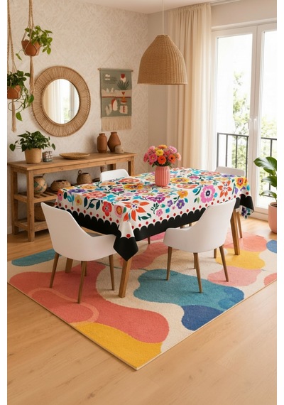 Vivanni Home Yıkanabilir Dikdörtgen Masa Örtüsü Günlük Kullanıma Uygun Pratik Ve Uzun Ömürlü Siyah Renkli