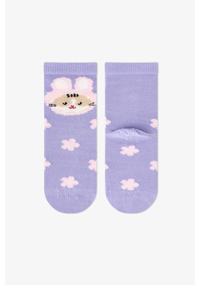 Penti Kız Çocuk Pembe Feel Better Kedi Desenli Pamuklu 3 Çift Soket Çorap