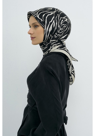 Armine Saf İpek Sura Eşarp-2026 İlkbahar-yaz- 95110d SİYAH-BEYAZ