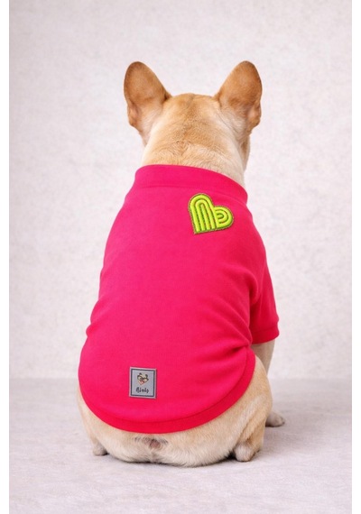 Yellow Heart Neon Pink Esnek Basic Kaşkorse Köpek Sweatshirtü-17134