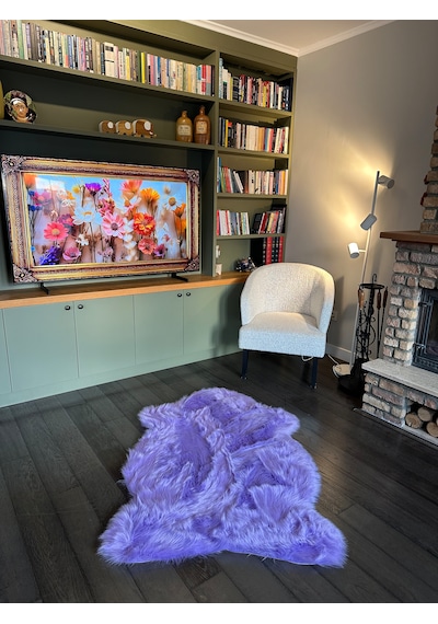 A Post Lila Yumuşak Dokulu Peluş Halı Tek Kafa Post