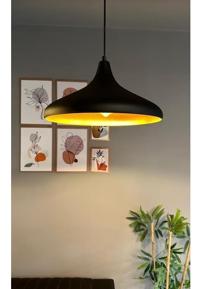 Mylights Tek Fiyatıdır Metal Siyah Sarkıt Avize Modern Spor Avize 35cm Sarı - Turuncu