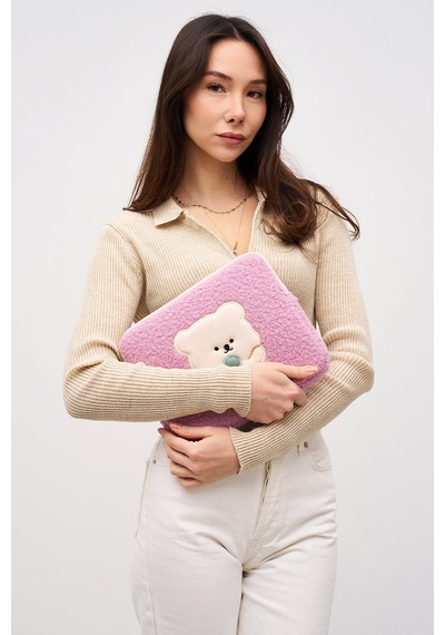 Mussen Teddy Bear Tablet Kılıfı 10 & 11 İnç Uyumlu Pembe