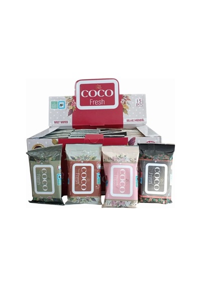 Coco Fresh Cep Islak Mendil 15'li Paket 36'lı Kutu x 4 Kutu 144'lü Set