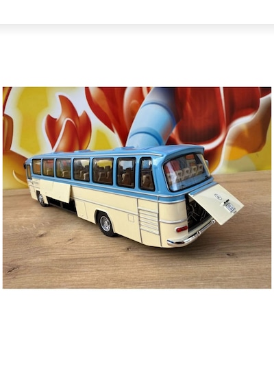1:24 Mercedes Benz Otobüs Eski Nostaljik Otobüs Krem-mavi 25cm