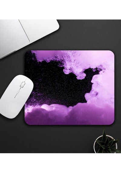 Baskılı Kupa & Mor Ve Siyah Renk Galaksi Temalı Mouse Pad 23x19cm Fare Altlığı Kaydırmaz Taban De596 Mousepad