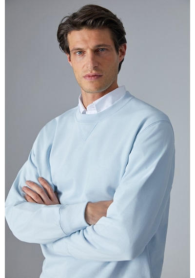 Grımelange Bonell Erkek %100 Pamuk Relaxed Bisiklet Yaka Uzun Kollu Açık Mavi Sweatshirt Açık Mavi