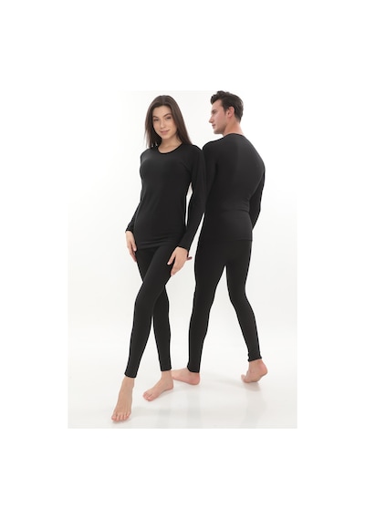 Termal İçlik Şardonlu Unisex , Uzun Kollu Alt Üst Takım Siyah