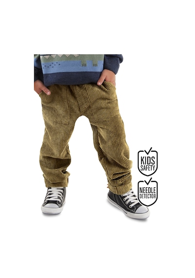 Denokids Erkek Çocuk Kadife Haki Beli Lastikli Pantolon 3-10 Yaş