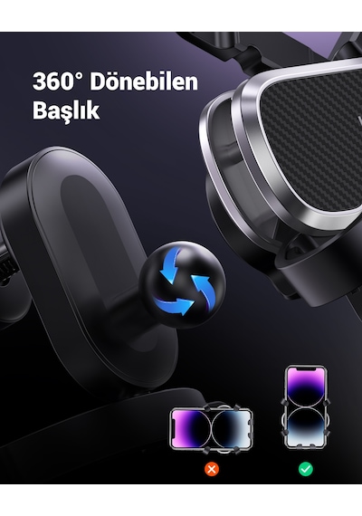 Ugreen Araç İçi Kancalı Telefon Tutucu, Siyah, 80871