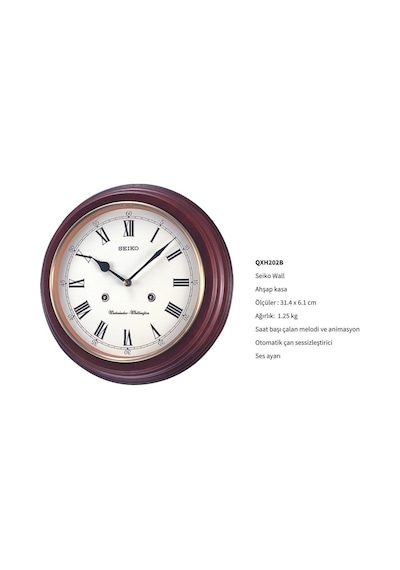 Seiko Qxh202b Ahsap Kasa Duvar Saati Kahverengi