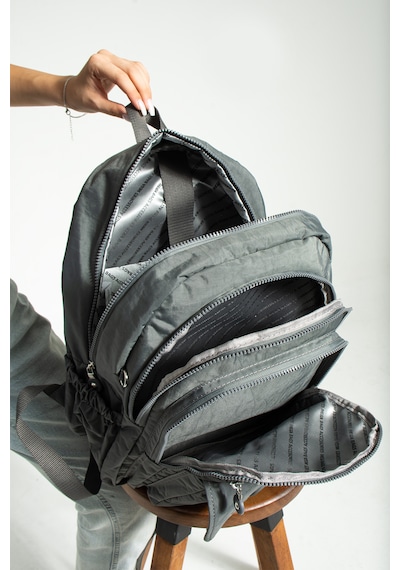Nemo Bags Gri Unisex Okul Çantası, Crinkle Su Geçirmez Kumaş, Laptop Seyahat Sırt Çantası, 24 Lt, 40x30cm Gri