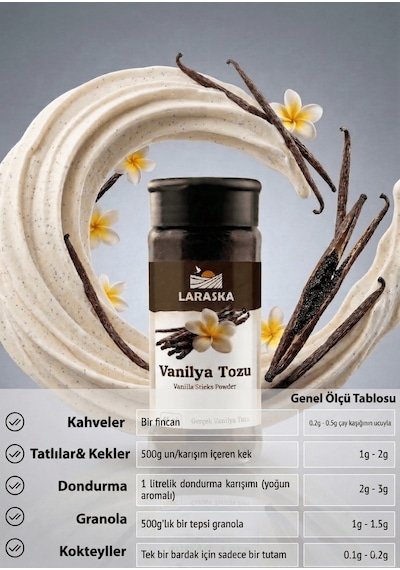 Saf Vanilya Toz 80g 40gx2 Gerçek Vanilya Tozu Vanilla Sticks Ground Aile Boyu Avantajlı Paket