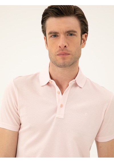 Pembe Slim Fit Polo Yaka Merserize T-shirt
