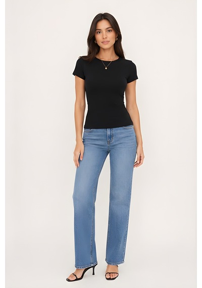 Lili Woman Kadın Premium Drapeli Crop Yarasa Kol Bluz Yumuşak Dokulu Basic Üst E.8010s SIYAH