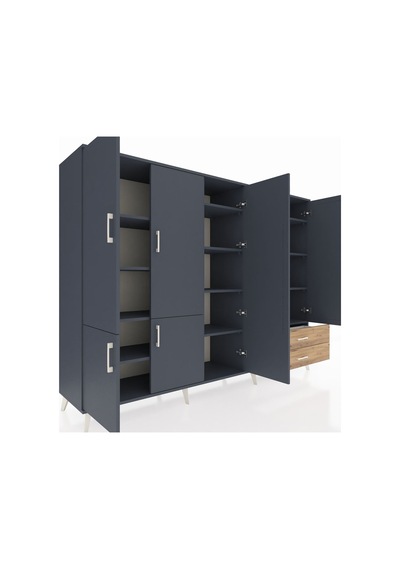Hyperion Dolap 12 Raflı 2 Çekmeceli 7 Kapaklı 220x44x163 Antrasit Antrasit-antrasit/çam Hyperion Dolap 12 Raflı 2 Çekmeceli 7 Kapaklı 220x44x163 Antrasit Antrasit-antrasit/çam
