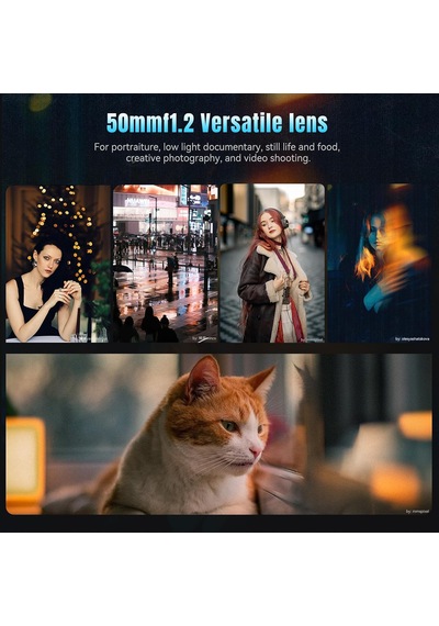 50mm F1.2 Aps-c Fotoğraf Makinası Lensi Sabit Odaklı Manuel Lens Fujifilm Fx-mount Çok Renkli