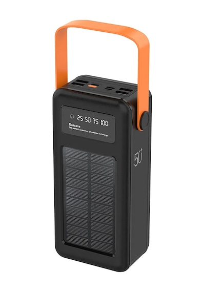 50000 MAh Powerbank LCD Göstergeli / Solar Güneş Enerjili / Işıklı Hızlı Şarj Kamp Powerbank