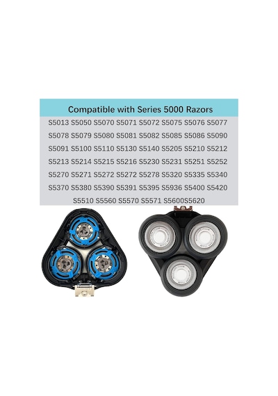Sh50/52 Philips Serisi 5000 Elektrikli Tıraş Makineleri İle Uyumlu Yedek Başlıklar, Norelco Razor Serisi S5000 İle Uyumlu Komple Kafa Tüm Modeller Serisi 5000 S5252 S5270 S5271 Daha Fazla