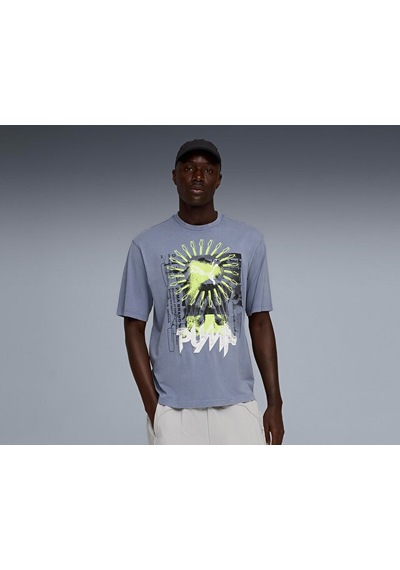 Puma Graphic Tee Erkek Günlük Tişört 63444265 Gri Gri
