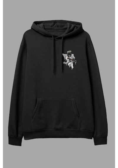 Startmore Pressure Beyaz Oversize Unisex Kapüşonlu Sweatshirt Hoodie Siyah