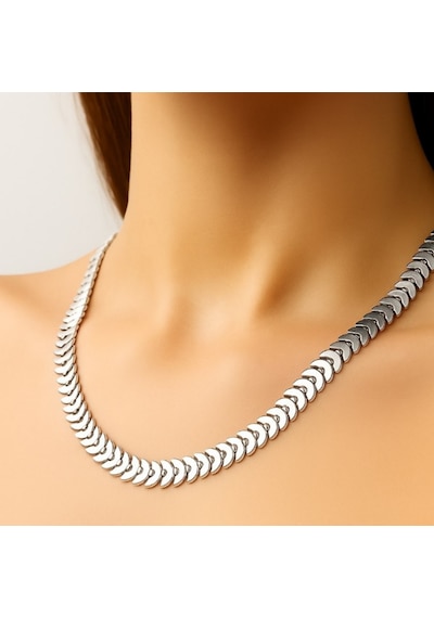 Gümüş Renk Kılçık Unisex Çelik Kolye Gümüş