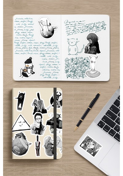 Oyasumi Punpun Goodnight Punpun Anime Manga Telefon Laptop Yapışkanlı Folyo Sticker Paketi 20 Adet Çok Renkli