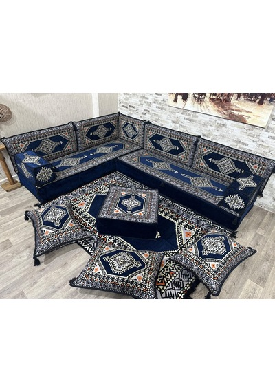 Coton Şark Köşesi Saraylı Desen Minder Takımı Konsept 14 Parça