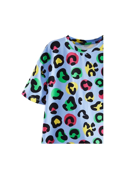 Denokids Leopar Kız Çocuk Oversize Elbise Renkli Çok Renkli