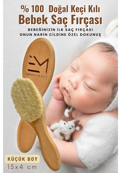 Doğal Keçi Kılı Bebek Saç Fırçası Bebeğinizin İlk Saç Fırças