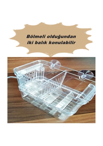 Çok Fonksiyonlu Çift Bölmeli Akvaryum Balık Yavruluğu Akvaryum Yavruluk 13.5 x 7.5 x 14 CM