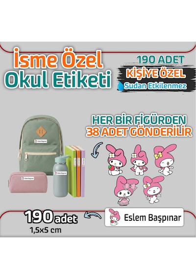 Kapbirhediye Okul Etiketi Isme Özel Kalem Defter Etiketi Sevimli Kedi 2 Temalı 190 Adet Çok Renkli