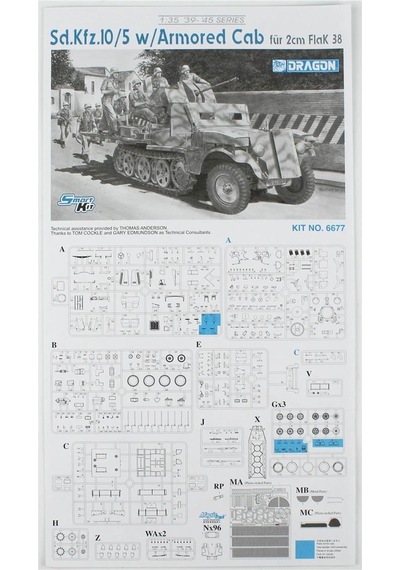 Dragon 6677 1/35 Ölçek, Sd.kfz.10/5 W/armor Cab Fur 2cm Flak 38, Hafif Yarı Paletli Personel Taşıyıcı Plastik Model Kiti-36351