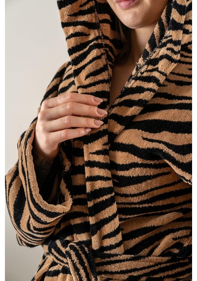 Soley Tiger %100 Pamuk Kadife Kadın / Erkek Unisex Bornoz Renksiz