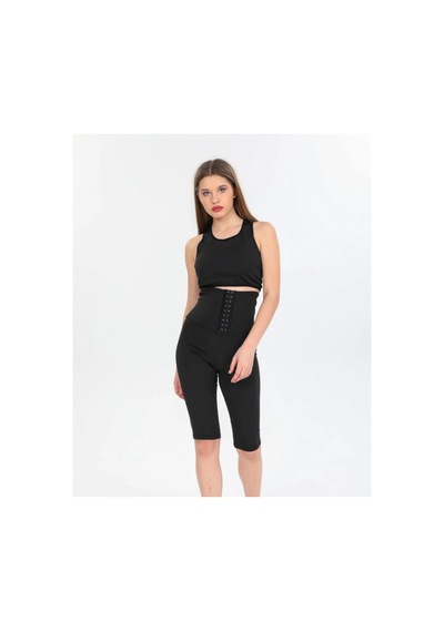 Fit Women Agraflı Termal Sauna Şort 4411 Siyah