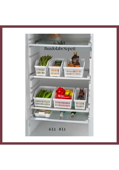 Storeşahin 6 Lı Buzdolabı Organizeri Düzenleyici Çok Amaçlı Dolap Düzenleyici Beyaz 12x30x14 Cm Shn0720